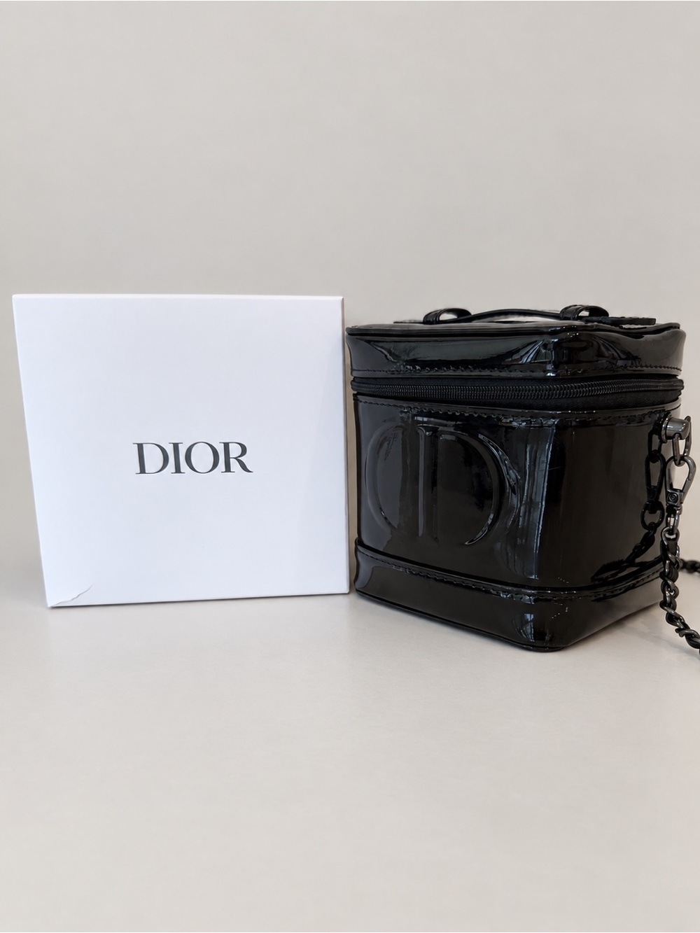 Dior Beauty Black Patent Vanity Case Crossbody Top Handle Bag GWP New in Box